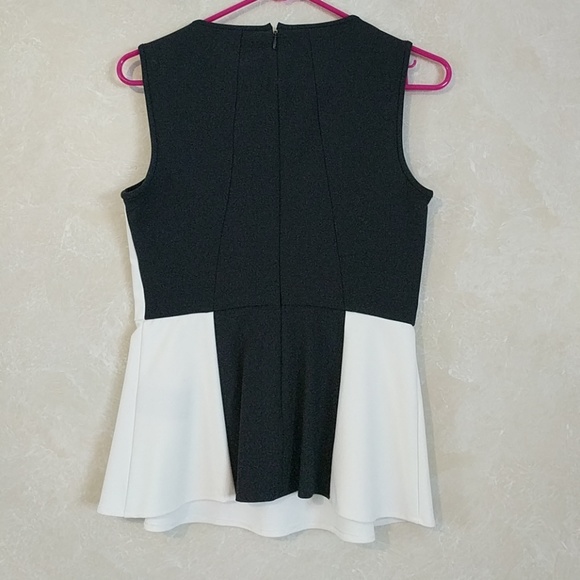 Tibi Anson Color Block Peplum Top Ivory Black - Picture 5 of 7